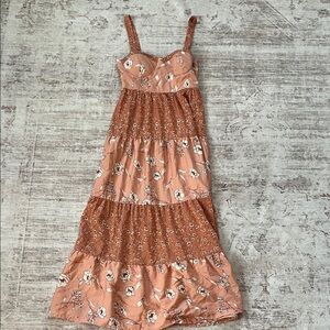 Floral Tiered Maxi Dress in Peach